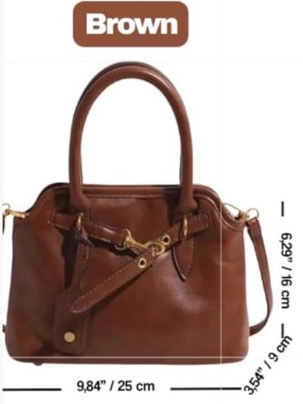 Classic Brown Leather Shoulder Bag - Picture 3 of 5